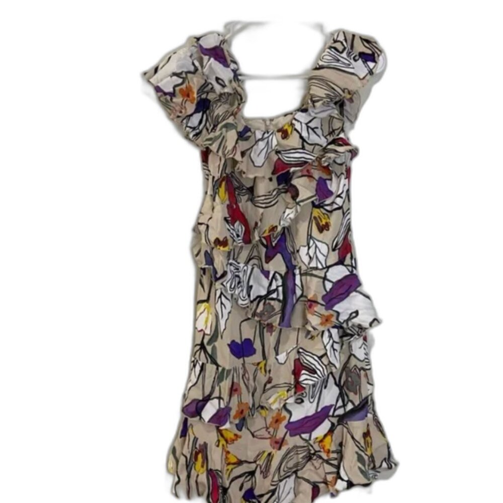 Liu Jo Milan Floral Ruffle Off-Shoulder Dress Fully Lined EUC - Picture 2 of 13